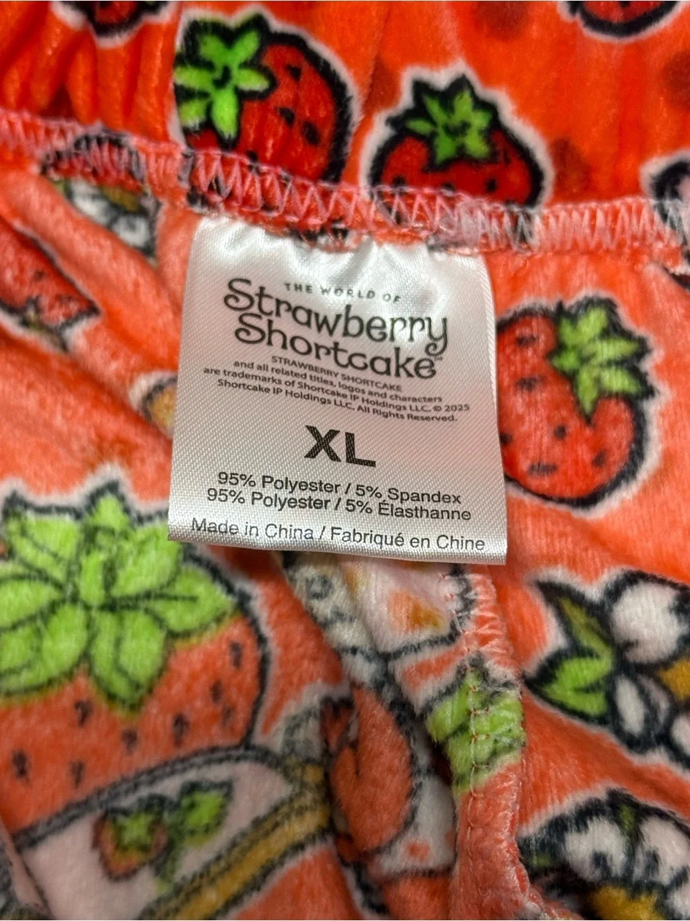 Strawberry Shortcake Pajama Pants Kids XL Red Plush